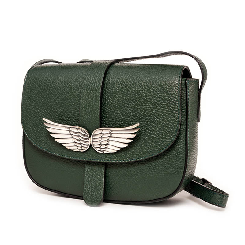 Small Wing Bag Bottle Green con accessorio gioiello intercambiabile