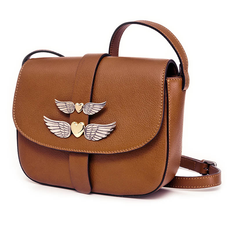 Small Wing Bag Light Brown con accessorio gioiello intercambiabile