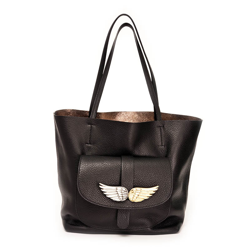 Large Wing Bag Black con accessorio gioiello intercambiabile