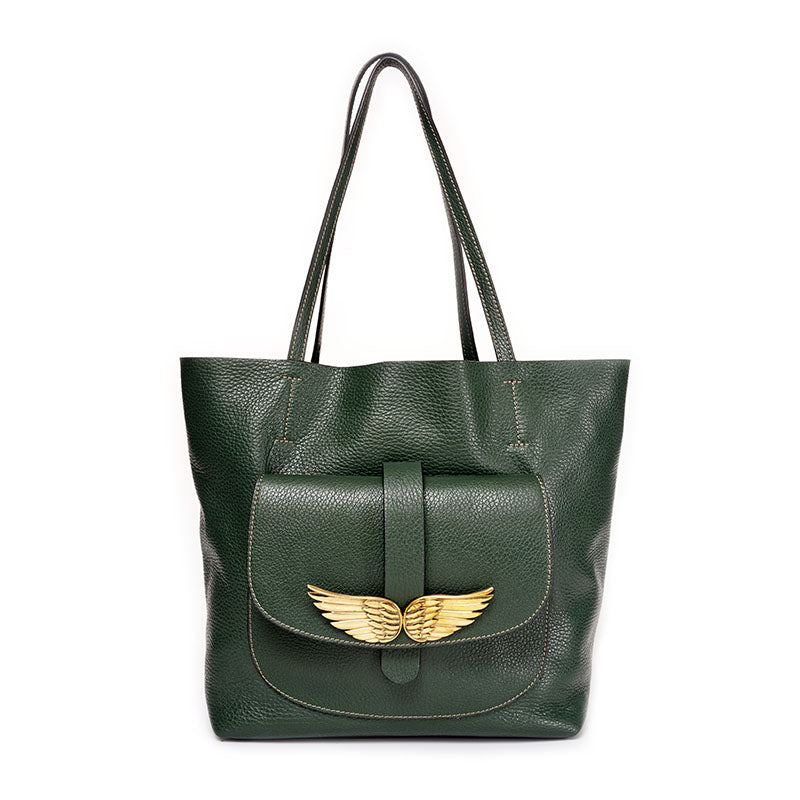 Large Wing Bag Bottle Green con accessorio gioiello intercambiabile