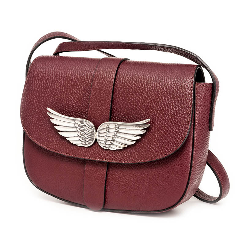 Small Wing Bag Burgundy con accessorio gioiello intercambiabile