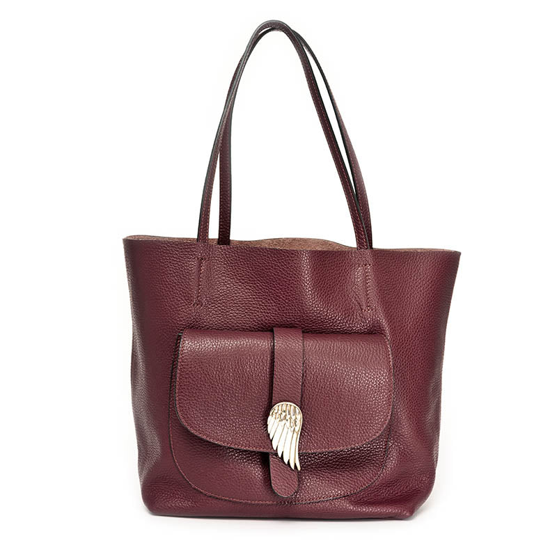 Large Wing Bag Burgundy con accessorio gioiello intercambiabile