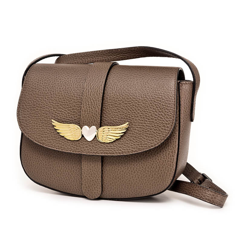 Small Wing Bag Taupe con accessorio gioiello intercambiabile